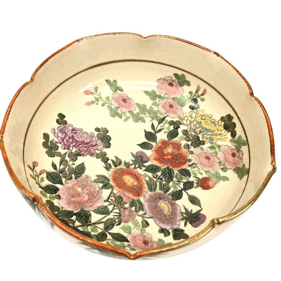 Vintage Japanese Hand-Painted Ceramic Bowls With Floral Landscape Designs je189 - Picture 8 of 16